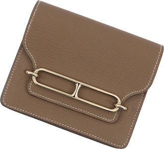 Herm&egrave;s Etoupe Gray Chevre Myzore Leather Coin Purse/Coin Case (Pre-Owned)