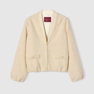 Gucci Check Cotton Tweed Jacket, Pink, Ready-to-wear