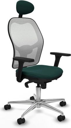 Piqueras y Crespo Piqueras Y Crespo - Jorquera Sincro Malla Blanca Similpiel Verde Botella Brazos 3d Base Aluminio Cabecero Fijo Ruedas 65mm Nailon