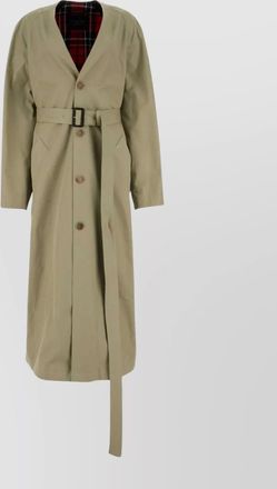 Balenciaga waist-belted cotton coat with long sleeves