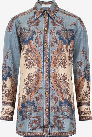 Zimmermann Boyfriend-Hemd aus gebl&uuml;mter Seide Ascension