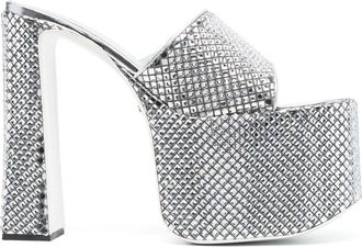 GCDS Mirror 165mm platform sandals - women - Suede - 40 - Grey