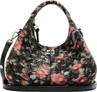 Ganni Mini Beaded Floral-print Tote Bag