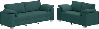 vidaXL Juego De Sof&aacute; 2 Pcs Verde Oscuro 219 X 77 X 82 Cm Tela Vidaxl