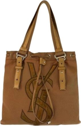 Saint Laurent Pre-owned Bucket Bags, female, Brown, Size: ONE SIZE Pre-owned Canvas Bucket Bag