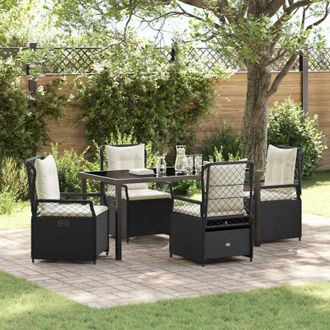 vidaXL Conjunto De Comedor De Jard&iacute;n 5 Pcs Negro Rat&aacute;n Sint&eacute;tico Vidaxl