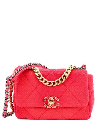 Chanel 19 Flap Bag Quilted Tweed Medium crossbody bag - Pink