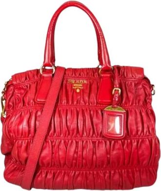 Prada Pre-owned Handbags, female, Red, Size: ONE SIZE Pre-owned B2588L Shoulder Tote