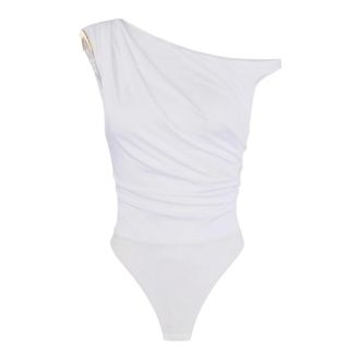 Elisabetta Franchi Body, female, White, Size: XL Body in jersey con spalla gioiello