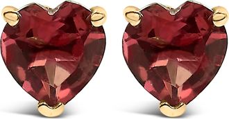 House of Brilliance 14K Gold 5MM Heart Cut Gemstone Solitaire Stud Earrings