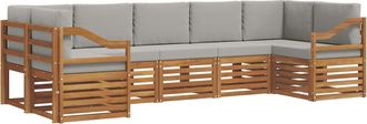 vidaXL Conjunto De Sof&aacute;s De Exterior 7 Uds. Natural Y Gris Claro Vidaxl