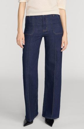 Frame Denim Le Pixie Slim Palazzo Pintuck Petite Wide Leg Jeans in Rinse at Nordstrom, Size 31