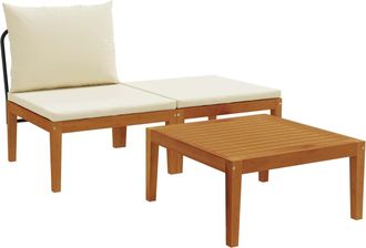 vidaXL 3 Uds. Conjunto De Jard&iacute;n Con Cojines Natural Vidaxl