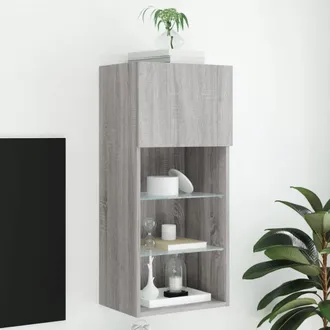 vidaXL Vidaxl - Mueble Para Tv Con Luces Led Gris Sonoma 40,5x30x90 Cm