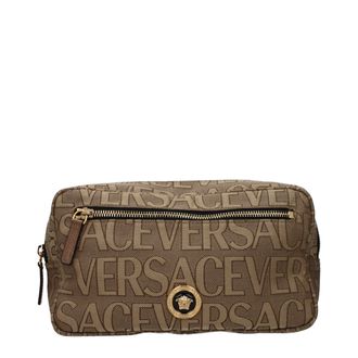 Versace Beige Fabric Mens Backpack