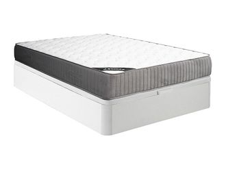 Vente-Unique Conjunto de canap&eacute; abatible de 160 x 200 cm blanco + colch&oacute;n de espuma HR y l&aacute;tex de 30 cm de grosor - MALINO de YSM&Eacute;E