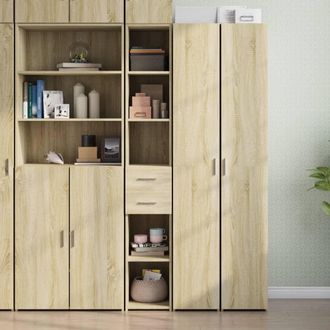 Berkfield Home Highboard Sonoma Oak 30x42.5x185 cm Engineered Wood in Tan