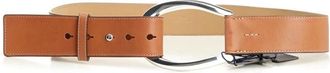 Polo Ralph Lauren Stirrup-Buckle Brede Leren Riem - Dames - Riemen - Bruin - S - Leer - Accessoires