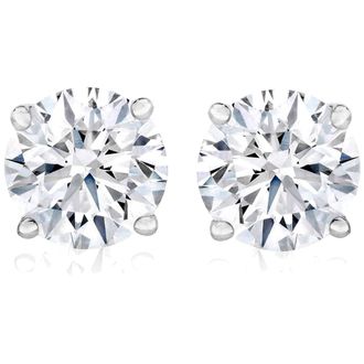 Pompeii3 1 Ct TW Moissanite Studs Available in White or Yellow Gold