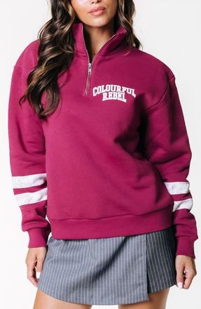 Colourful rebel Varsity Logo Relaxed Zip Sweat in Bordeaux at Nordstrom, Size X-Small Eu