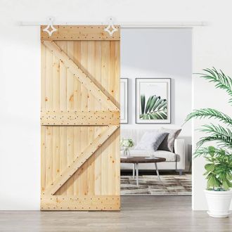 vidaXL Vidaxl - Puerta Corredera Con Herrajes Madera Maciza De Pino 100x210 Cm
