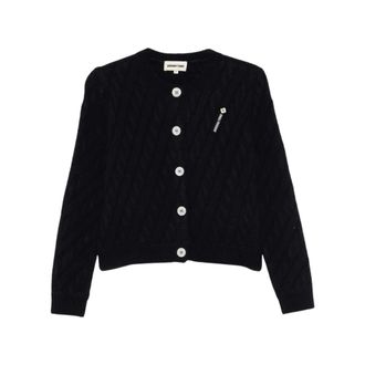 Shushu/Tong Shushu/Tong - Logo-Stitch Gebreid Vest - Dames - Truien - Zwart - Maat: XS Zijde