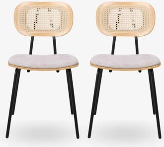 Vintahome Pack 2 Silla de comedor madera y acero Alan