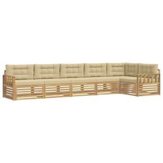 vidaXL Conjunto De Sof&aacute;s De Exterior Con Coj&iacute;n 6 Pcs Y Beige Poli&eacute;ster Vidaxl