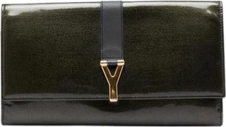 Saint Laurent Pre-owned Clutches, female, Green, Size: ONE SIZE Pre-owned Vintage Patent Leather Wallet