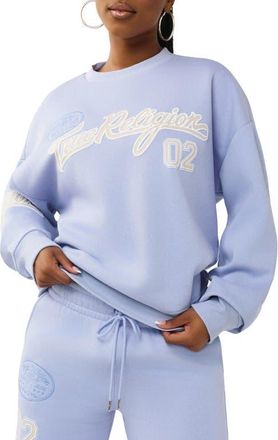 True Religion Boyfriend Graphic Sweatshirt in Brunnera Blue at Nordstrom, Size Xx-Large