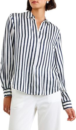Bella Dahl Stripe Button-Up Shirt in Indigo Ink at Nordstrom, Size X-Small