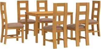 vidaXL Conjunto De Comedor 7 Uds. Gris Madera De Roble S&oacute;lido Vidaxl