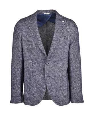 Manuel Ritz Rounded Tailored Jacket in Textured Cotton Blend