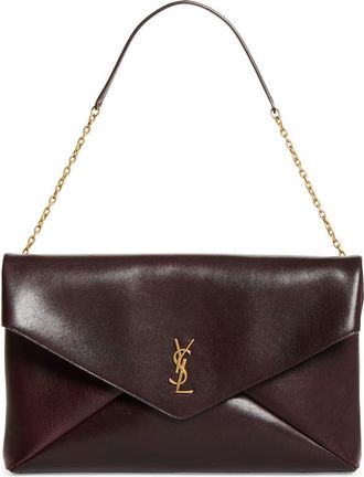Saint Laurent XXL Cassandre Leather Envelope Shoulder Bag in Rouge Cabernet at Nordstrom