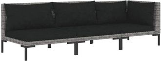 vidaXL Vidaxl - Muebles Jard&iacute;n 3 Pzas Rat&aacute;n Sint&eacute;tico Semicircular Gris Oscuro