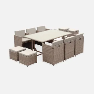Sweeek Set Tavolo Da Giardino In Resina Intrecciata Con 6-10 Posti