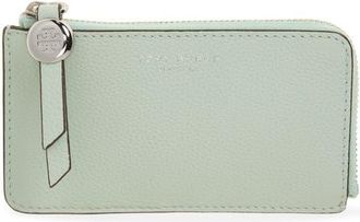Tory Burch Romy Leather Zip Card Case in Light Green at Nordstrom