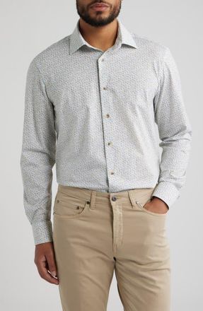 Bugatchi James OoohCotton Sailboat Print Button-Up Shirt in Caramel at Nordstrom, Size Xxx-Large