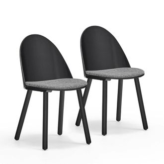 HOMN Pack 2 sillas de comedor negro