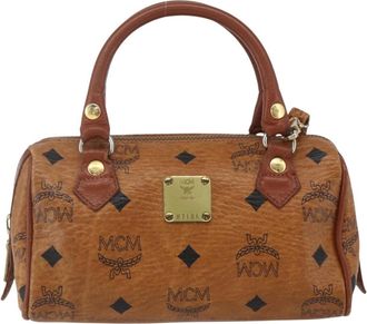 MCM Visetos Handbag Canvas And Leather Brown Canvas Handbag (Pre-Owned)