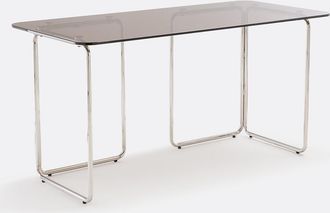 La Redoute Interieurs Bureau van glas en verchroomd staal Socer