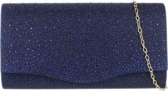 Girly HandBags Womens Glitter Waved Flap Clutch Bag Medium Navy
