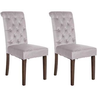Clp Set de 2 sillas de comedor Lisburn en tela o terciopelo Gris Terciopelo