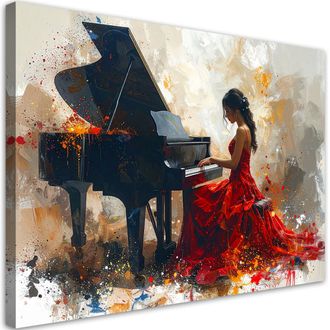 Feeby Cuadro En Lienzo Chica Tocando El Piano 100x70