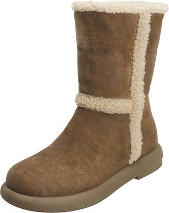 Generic Waterproof Snow Boots Women Ladies Walking Boots Womens Winter Two Way Cotton Booties Design Warm Thick Sole Fashionable Versatile Mid Calf Booties Wo