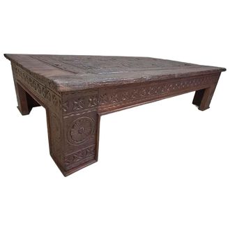 Wanderlust Deco Mesa De Centro De Madera Acabado Artesanal Marr&oacute;n 148x88x37h Cm