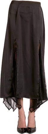 Elan Lace Insert Midi Skirt In Black