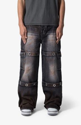 mnml Void Grommet Embellished Baggy Jeans in Washed Black at Nordstrom Rack, Size 38