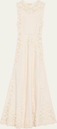 Ulla Johnson Genoveva Crochet Floral Knit Sleeveless Maxi Dress