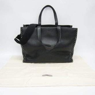 Valentino Garavani Lock Black Leather Handbag (Pre-Owned)